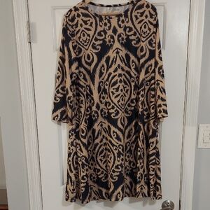 Black and Tan Patterned Shirt Dress